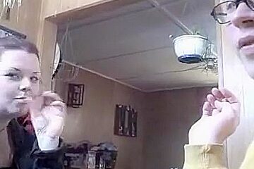 Two Chubby Nerdy Girls Have A Threesome With A Lucky Friend