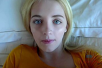 Adorable Blonde Babe With Blue Eyes, Kate Bloom Did Her Best To Make Her Roommate Cum
