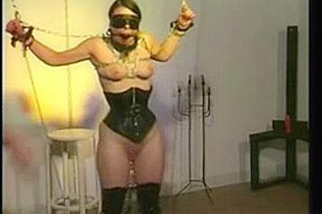 Enormous Pierced Villein With Weights On Her Pierced Muff
