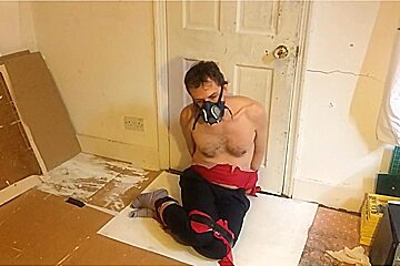 Bound And Gagged Shirtless On My Knees   Bdsm Topless Slim Man Tied Up In Bondage On The Floor