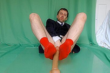 Suit Dildo Footjob Red Socks   Foot Job Businessman In Business Foot Fetish Big Feet Sock Closeup