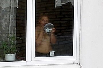 A Hot Topless Chick Has No Idea There Is A Filming Her