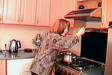 Step Mom Angela With Her Boy In Kitchen.