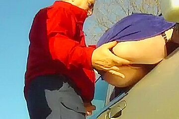Dogging In The Car In Nature. Bareback Doggystyle Fuck !!!