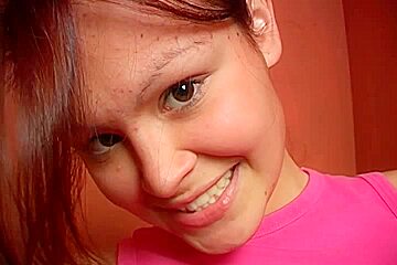 Auburn Haired Teen (18)+ Fuck Dildo On Toilet