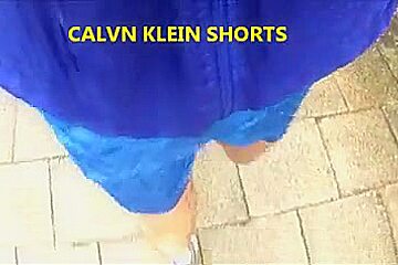 (84) SHINY SHORTS FREEBALLING COCK OUT BUCKINGHAM