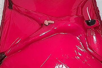 Latex Vacbed Play   Handjob Footjob Cumshot